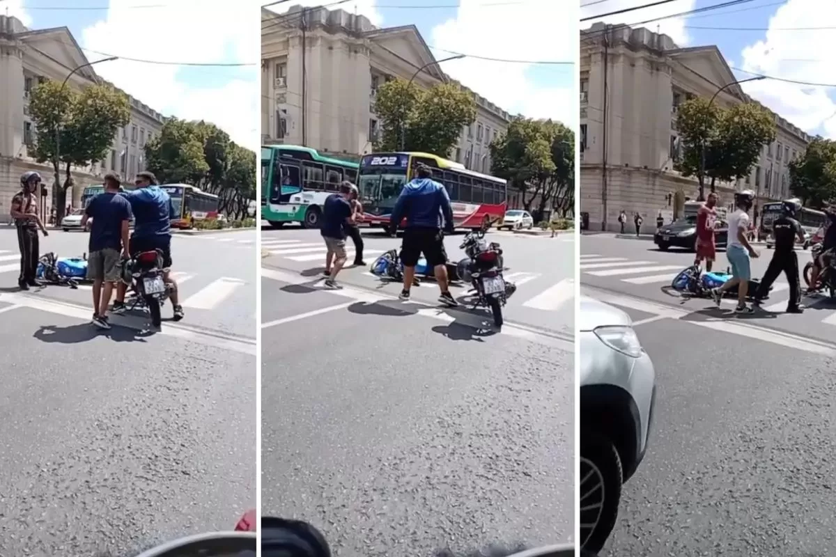 VIDEO | La Plata: dos motociclistas se golpearon en plena avenida 7 y paralizaron el tr&aacute;nsito