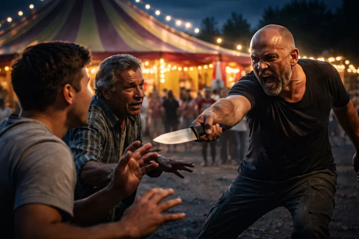 VIDEO | Un hombre amenaz&oacute; con un cuchillo a un joven y a su padre en un circo de Tandil