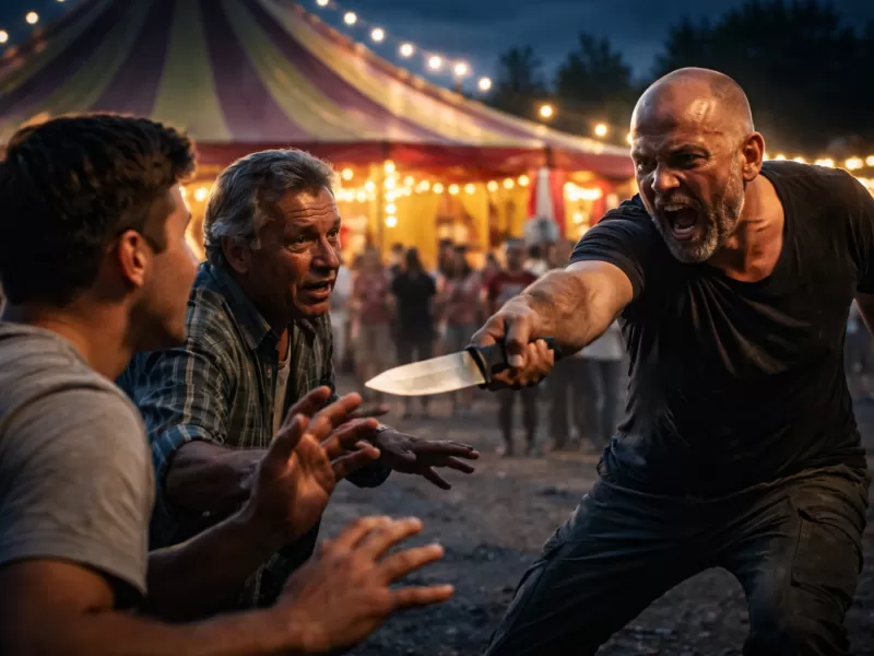 VIDEO | Un hombre amenaz&oacute; con un cuchillo a un joven y a su padre en un circo de Tandil